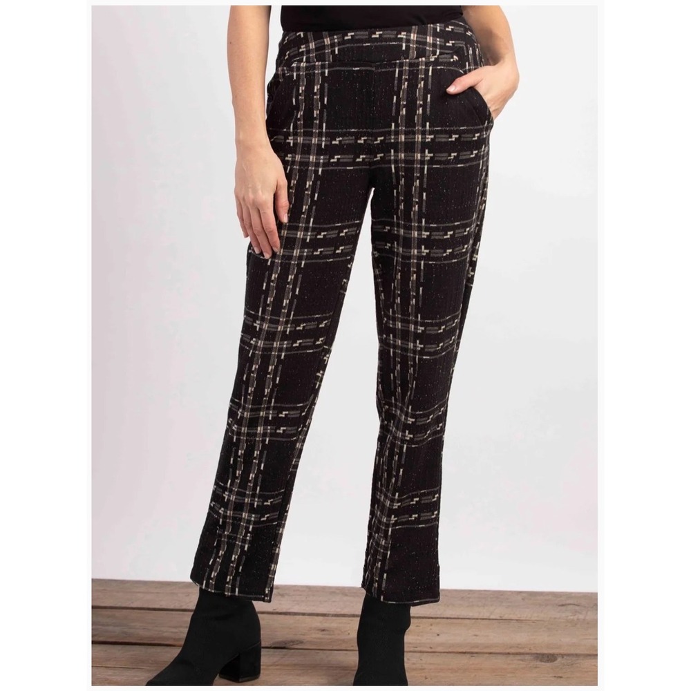 Habitat Speckle Knit Plaid‎ Ankle Pants Black S Pull On Trousers Lagenlook Artsy